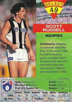 1994 Select AFL #49 Scott Russell Back